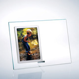 Starfire Clear Glass Vertical Stainless Photo Frame W/ Silver Pole