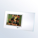 Starfire Clear Glass Horizontal Stainless Photo Frame W/ Silver Pole