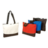 POLYESTER SHOPPING TOTE WITH ZIPPER